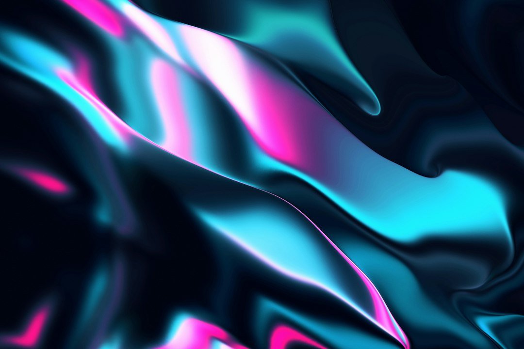 Abstract blue and pink wavy lines on a digital art background