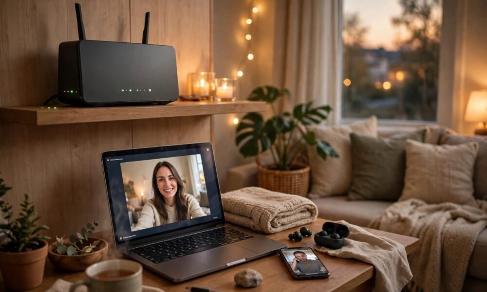 Slow Wi-Fi router in a living room