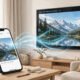 How screen mirroring works: a smartphone wirelessly projecting its screen onto a TV