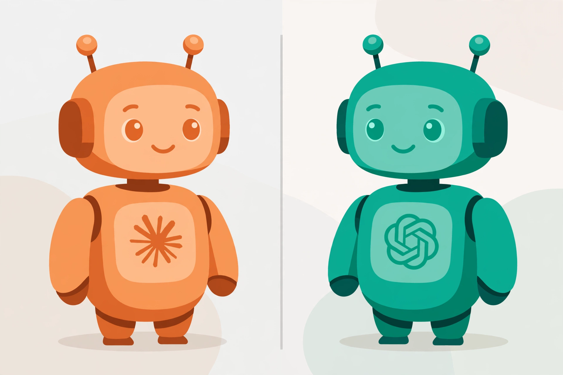 Illustration comparing Claude and ChatGPT AI chatbots.