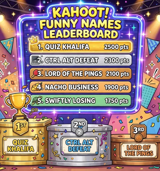 Funny Kahoot names leaderboard illustration