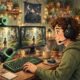 Person streaming video games at a desk with a green live glow.