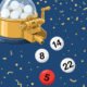 Lottery balls coming out of a lottery machine