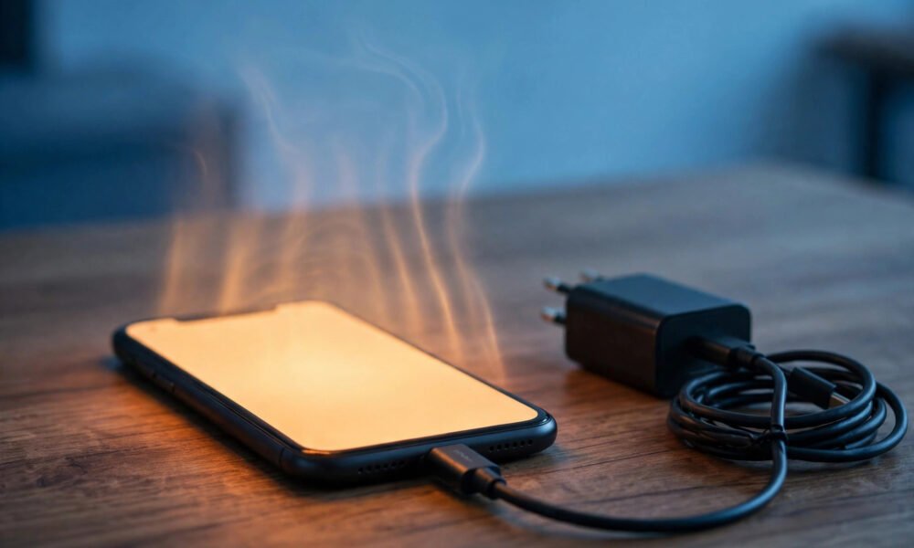 Smartphone charging and running warm