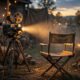 Cinematic tribute scene for actor Tom Skerritt: vintage film set with empty director's chair